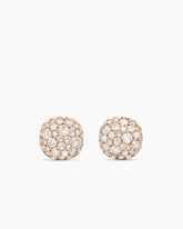 Cushion Stud Earrings in 18K Rose Gold with Cognac Diamonds, 8mm